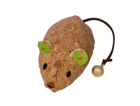 Zabawka dla kota z korka myszka z dzwoneczkiem i kocimiętką zielona 19 cm Nobby