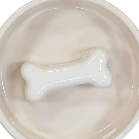 Miska ceramiczna Nobby dla psa zapobiegająca połykaniu "Bone " szaro-kremowa 0,5 L  Ø 15x6cm - Nobby zdjęcie 2