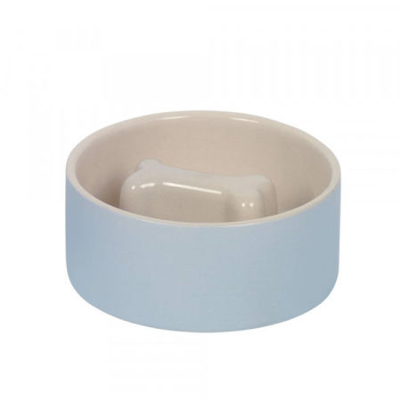 Miska ceramiczna Nobby dla psa zapobiegająca połykaniu "Bone " szaro-kremowa 0,5 L  Ø 15x6cm - Nobby zdjęcie 1