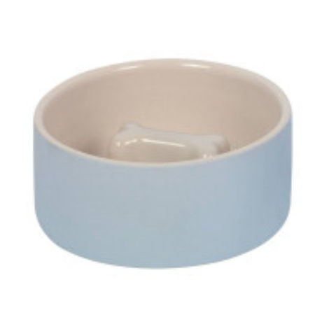Miska ceramiczna Nobby dla psa zapobiegająca połykaniu "Bone " szaro-kremowa 1,0 L  Ø 18x7cm - Nobby zdjęcie 1