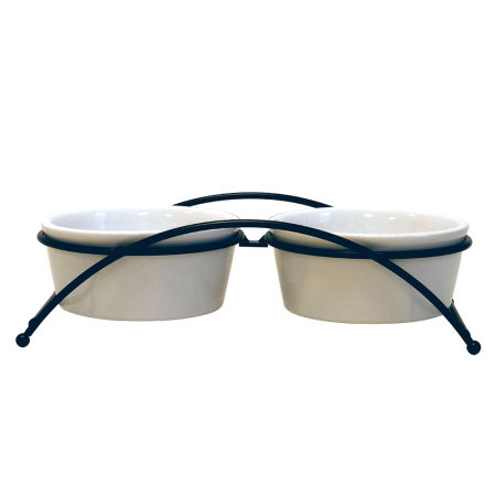 Metalowy stojak z ceramicznymi miskami Nobby "Filo" 2 x (0,30l Ø 12x5,5cm) 26x13,5x7,5 cm - Nobby zdjęcie 3