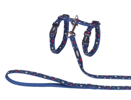 Szelki ze smyczą dla kota „Stars Blue
