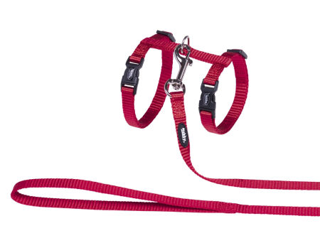Szelki ze smyczą dla kota Nobby - czerwone