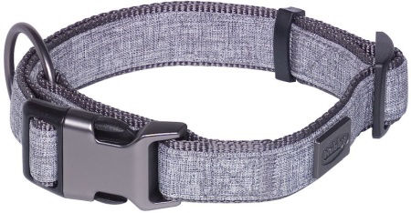 Obroża dla psa Nobby Linen Deluxe L-XL 32mm, 45-65cm szara