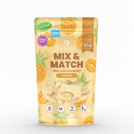 Perro Mix & Match 15g liofilizowane przysmaki - ananas 100% ( zdrowe jelita, odporność, piękna sierść )