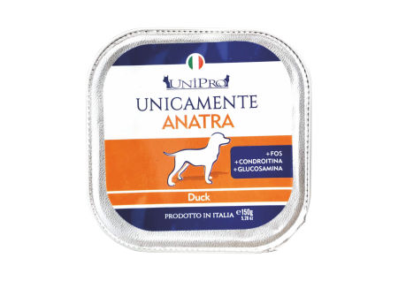 UniPro Unicamente karma dla psa monoproteinowa, monobiałkowa 150g kaczka - 100% mięsa, bez podrobów, dla alergików