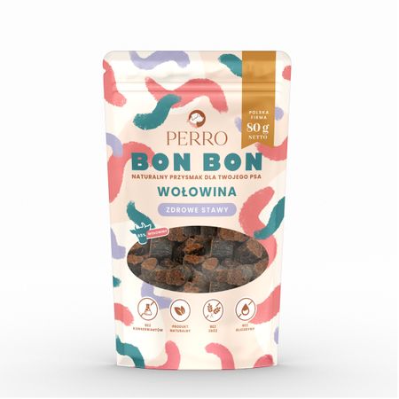 Perro Bon Bon 80g przysmaki z dodatkiem funkcyjnym wołowina 85% - zdrowe stawy - bez gliceryny 