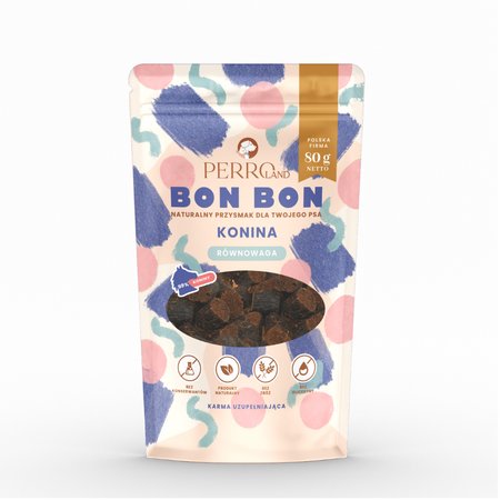 Perro Bon Bon 80g przysmaki z dodatkiem funkcyjnym konina 99% - równowaga - bez gliceryny 