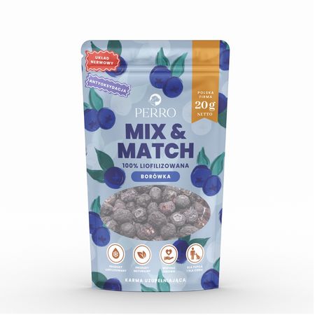 Perro Mix & Match 20g liofilizowane przysmaki - borówka amerykańska 100% ( antyoksydacja, wsparcie dla układu nerwowego )