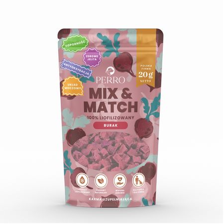 Perro Mix & Match 20g liofilizowane przysmaki - burak 100% ( antyoksydacja, wsparcie dla zdrowych jelit, odporności, układu moczowego )