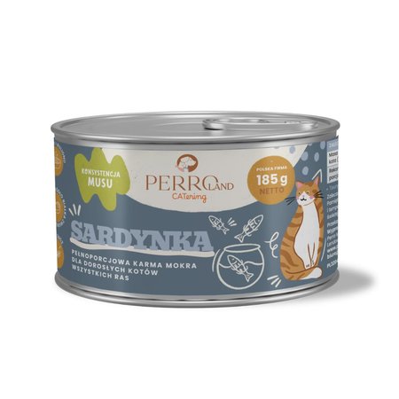 Perroland CATering mono białkowa, mokra karma dla kotów 185g - sardynka - 97% sardynki i bulionu z sardynki, w tym 85% całej sardynki