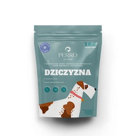 Perro Gourmet tłoczona na zimno, sucha karma dla dorosłych psów średnich i dużych ras 1 kg - Dziczyzna