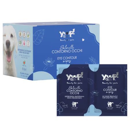 Yuup!  Eye Contour Wipes 2 szt. - jednorazowe chusteczki do codziennej pielęgnacji oraz usuwania zacieków okolic oczu psa i kota