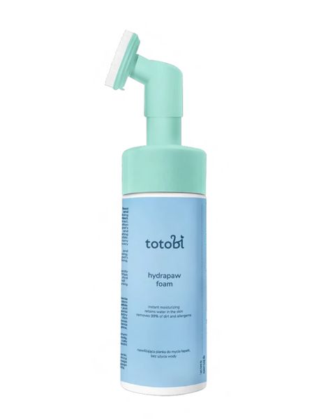 Totobi Hydrapaw Foam - Nawilżająca pianka do mycia łapek, bez użycia wody z silikonową szczoteczką dla psa i kota 200 ml 