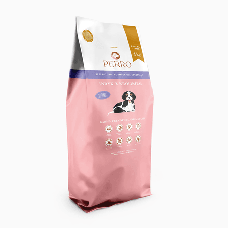 Perro JUNIOR sucha karma dla szczeniąt 1 kg -  Indyk z królikiem