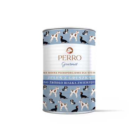 Perro Gourmet monobiałkowa karma dla wybrednych psów, szczeniąt 400g - jeleń z gruszką