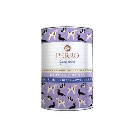 Perro Gourmet monobiałkowa karma dla wybrednych psów, szczeniąt 400g - królik z dynią