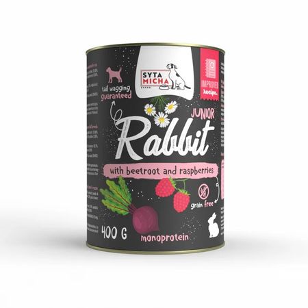 Syta Micha CLASSIC Junior monoproteinowa mokra karma dla szczeniąt 400g - królik z burakiem i malinami