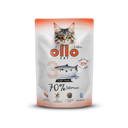 Hipoalergiczna karma mokra dla kota Ollo Cat nr 3 Łosoś 85g  saszetka