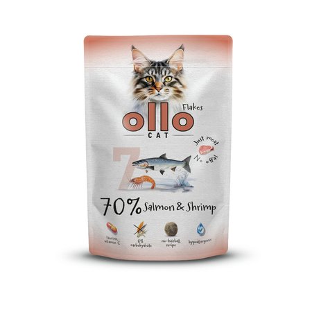 Zdrowa karma mokra dla kota Ollo Cat nr 7 Łosoś i Krewetki 85g saszetka