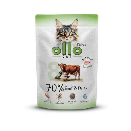 Lekkostrawna karma dla kota Ollo Cat nr 8 Wołowina i Kaczka 85g saszetka