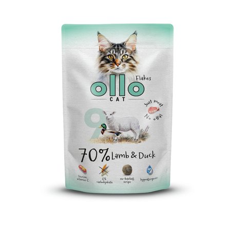 Bezzbożowa karma dla kota Ollo Cat nr 9 Jagnięcina i Kaczka 85g saszetka