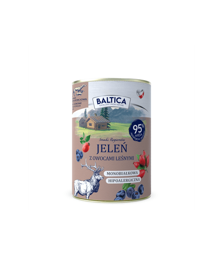 Baltica Smaki Regionów Mokra Karma dla Psa Jeleń z Owocami Leśnymi 400 g