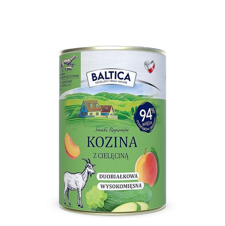 Baltica Smaki Regionów Mokra Karma dla Psa Kozina z Cielęciną Puszka 400g
