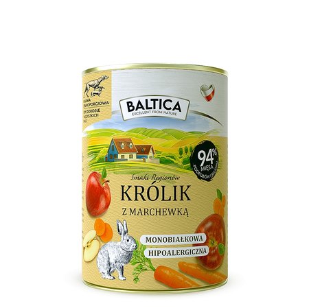 Baltica Smaki Regionów Mokra Karma dla Psa Królik z Marchewką Puszka 400g