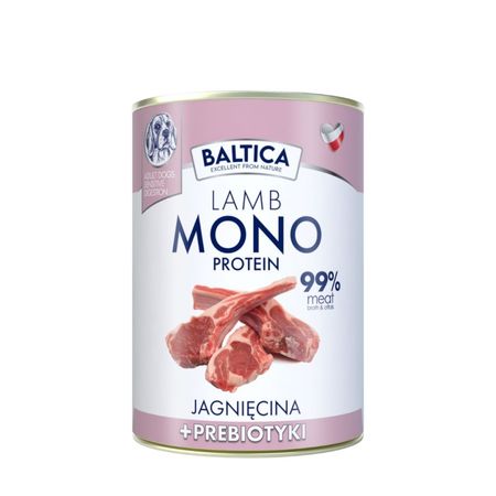 Baltica NUTRACEUTIC Venison 99% & prebiotics 400g - bezzbożowa, monobiałkowa mokra karma dla psa 99% jagnięciny z dodatkiem prebiotyków MOS i FOS wspomagających układ trawienny