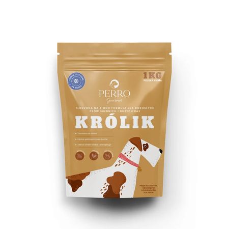 Perro Gourmet tłoczona na zimno, sucha karma dla dorosłych psów średnich i dużych ras 1 kg - Królik