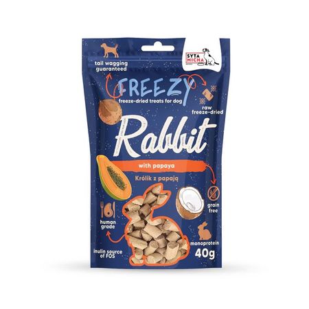Syta Micha Freezy 40g liofilizowane, bez glutenowe przysmaki - Królik z papają i kokosem