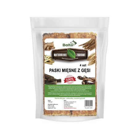 Balto przysmak dla psa - mięsne paski z gęsi 100% - 4 szt.