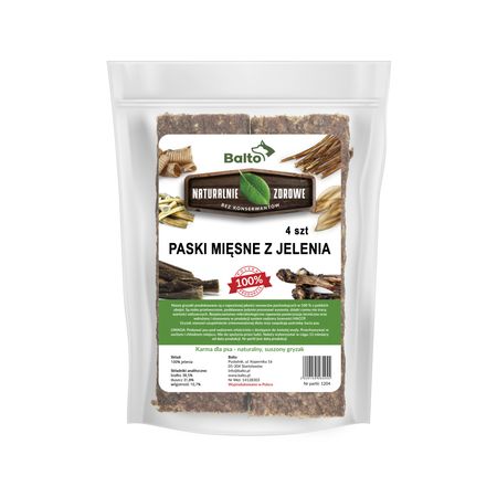 Balto przysmak dla psa - mięsne paski z jelenia 100% - 4 szt.