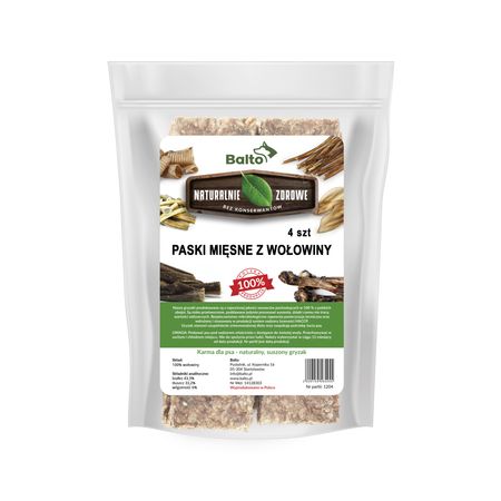 Balto przysmak dla psa - mięsne paski z wołowiny 100% - 4 szt.