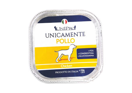 UniPro Unicamente karma dla psa monoproteinowa, monobiałkowa 150g kurczak - 100% mięsa, bez podrobów, dla alergików