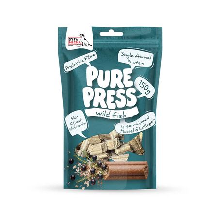Syta Micha Pure Press Wild fish 150 g Smaczki dla psa tłoczone na zimno - dzikie ryby - naturalne wsparcie zdrowia i lśniącej sierści