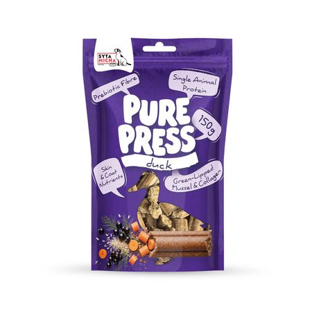 Syta Micha Pure Press Duck 150 g Smaczki dla psa tłoczone na zimno - z kaczką - dla psów wrażliwych i wybrednych