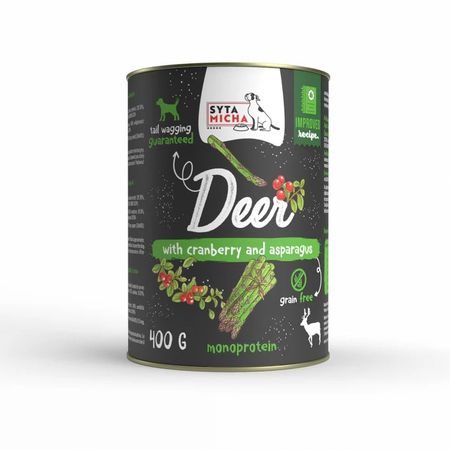 Syta Micha CLASSIC monoproteinowa mokra karma dla psów dorosłych 400g - jeleń z żurawiną i szparagami
