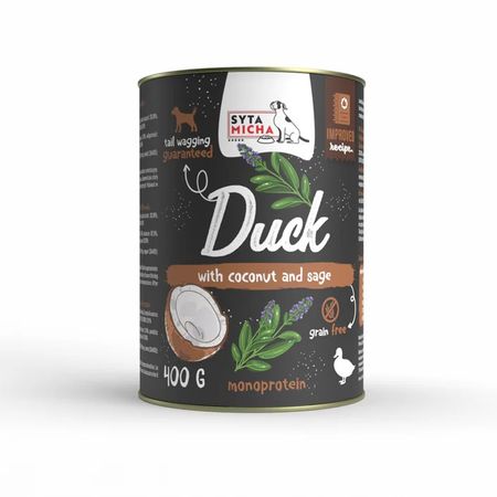 Syta Micha CLASSIC monoproteinowa mokra karma dla psów dorosłych 400g - kaczka z kokosem i szałwią