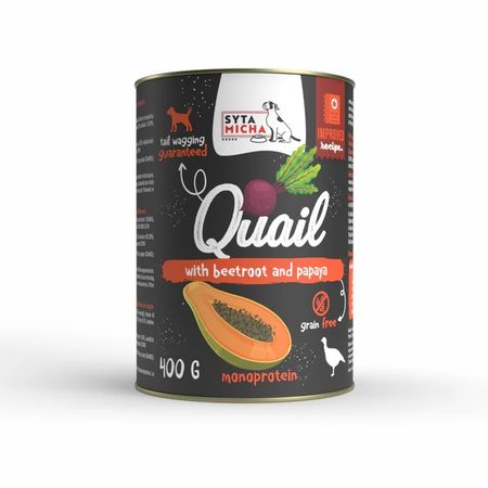 Syta Micha CLASSIC monoproteinowa mokra karma dla psów dorosłych 400g - przepiórka z burakiem i papają