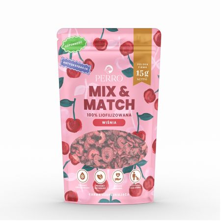 Perro Mix & Match 15g liofilizowane przysmaki - wiśnia 100% ( antyoksydacja, wsparcie dla odporności )