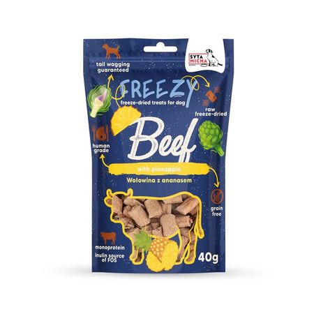 Syta Micha Freezy 40g liofilizowane, bez glutenowe przysmaki - Wołowina z ananasem i karczochem